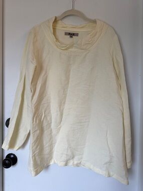 FLAX Pale Yellow Tunic cowl neck long sleeve medium